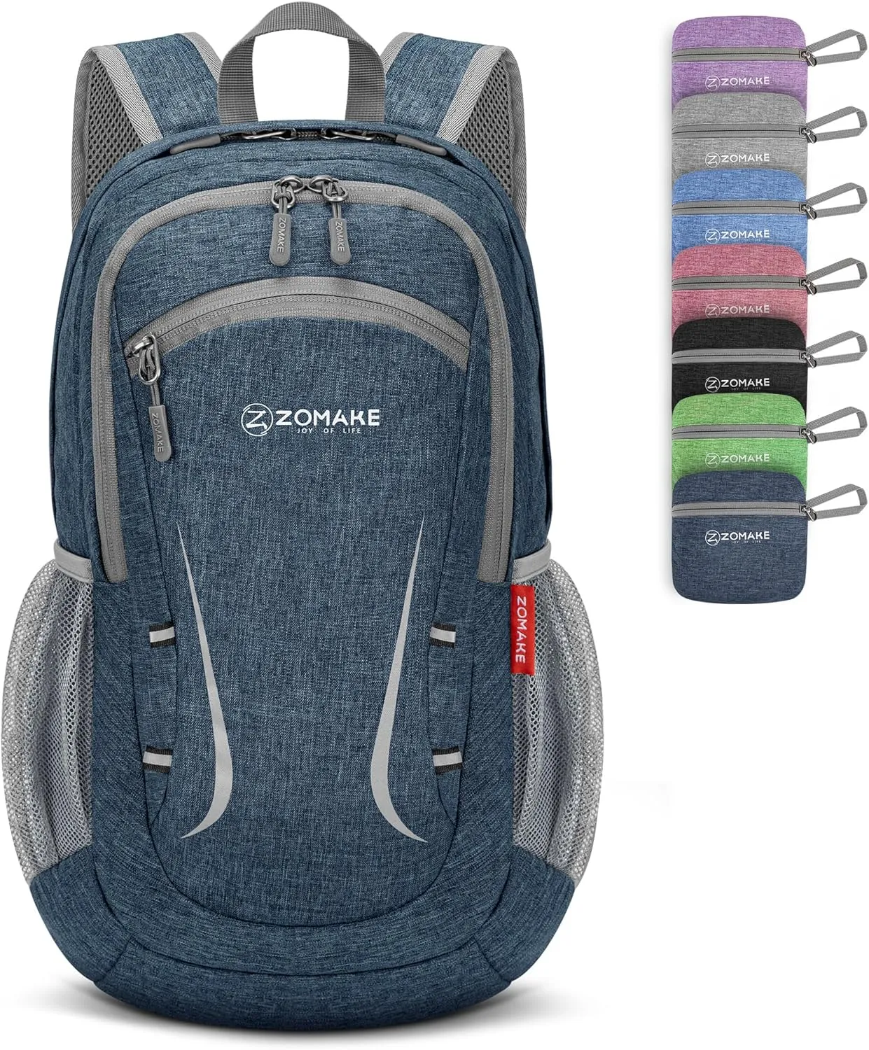 ZOMAKE Lightweight Packable Backpack 20L, Foldable Backpacks Small Daypack Hiking Daypacks Water Resistant Day Bag for Travel(Navy Blue)