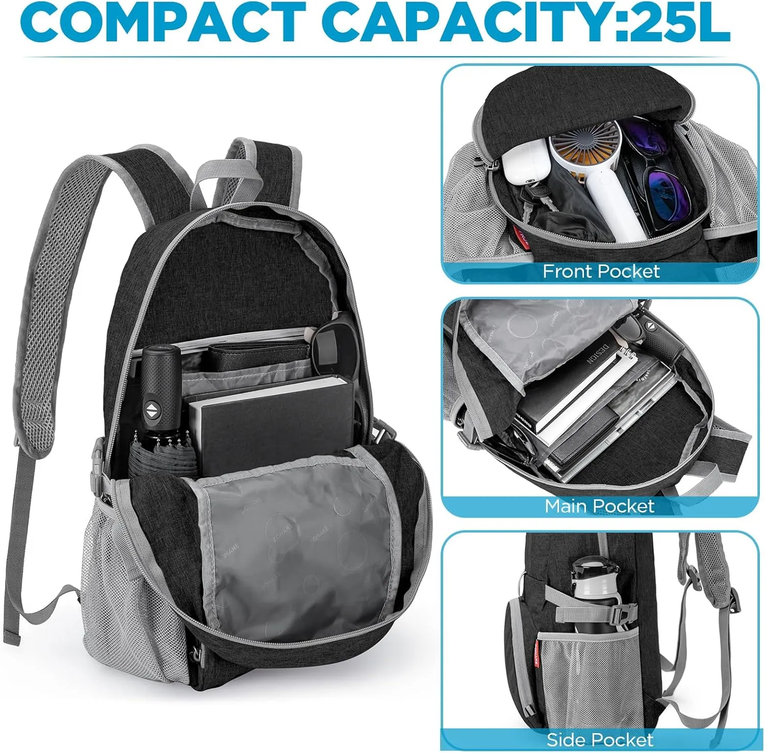 ZOMAKE Lightweight Packable Backpack 25L - Small Foldable Hiking Daypack for Travel - Tear Resistant Day pack for Women Men