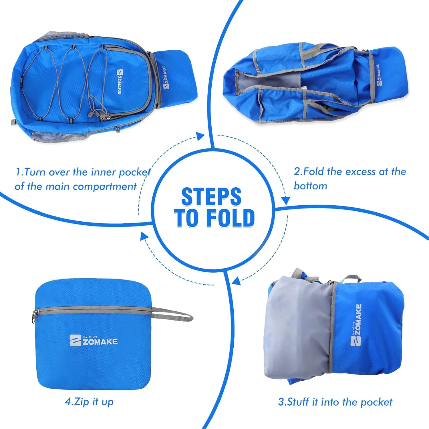 ZOMAKE Lightweight Packable Backpack 28L, Foldable Backpacks Water Resistant Collapsible Day Bag Light Daypack for Hiking