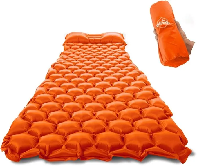 ZOOOBELIVES Ultralight Sleeping Pad with Built-in Pillow, Inflatable Camping Mattress for Backpacking, Traveling and Hiking, Compact and Portable Camp Mat
