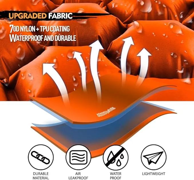ZOOOBELIVES Ultralight Sleeping Pad with Built-in Pillow, Inflatable Camping Mattress for Backpacking, Traveling and Hiking, Compact and Portable Camp Mat